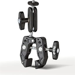 PULSE GEAR 360° Super Clamp Camera Mount – Adjustable Magic Arm for DSLR/Action Cameras/LED Lights/Monitors/Microphones – Compatible with SmallRig, 1/4" & 3/8" Threads, Max Load 3.4lb/1.5kg, PLCRO1-0