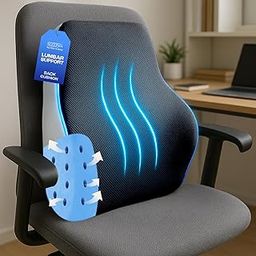 Sleepsia Back Support for Office Chair | 1 Year Warranty | Lumbar Support for Office Chair, Car Seat Back Support, Memory Foam Pillow, Lumbar Back Rest for Back Pain Relief (Black/Grey,Gel Ventilated)-image-12
