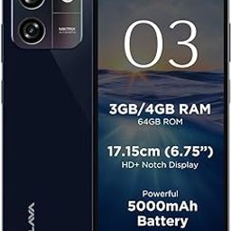 Lava O3 (Glossy Blue, 3 GB RAM, 64 GB Storage) | Biggest 6.75" HD+ Display | 13MP AI Dual Rear Camera | 5000 mAh Battery | Secure Face Unlock | Fingerprint Reader | Charger & Phone-Cover in Box-26