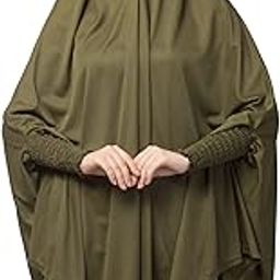 Stretchable smoking at wrist knee length Jilbab cum prayer khimar Hijab-image-54