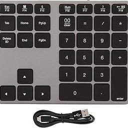 Numeric Keypad, Aluminum Rechargeable Wireless Numeric Keypad, 35 Keys Slim External Numeric Keypad Data Entry for Laptop(Grey)-34