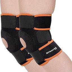 STRAUSS Adjustable Knee Support Patella|knee support for men and women|knee cap|Knee brace|Knee Guard |Knee Cap|Knee pain relief |Knee belt|Joint pain relief | Pair (Free Size, Black/Orange)-8