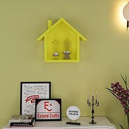 Extend Crafts Wooden Beautiful Hut Shape Wall Modern Mounted Floating Rack Shelf-image-49