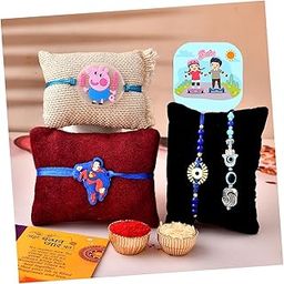 CraftVatika Rakhi Combo Set of 4 for Bhaiya Bhabhi and Kids - Evil Eye Rakhi Fridge Magnet Pair-12
