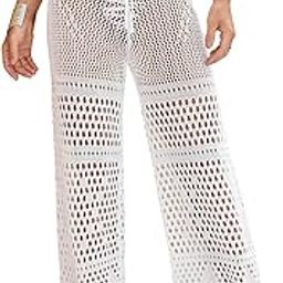 Women's Cover Up Pants Drawstring Crochet Knitted Sheer Beach Cover Up Pants Swimwear-image-44