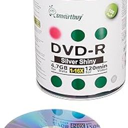 Smart Buy 100 Pack Dvd-r 4.7gb 16x Shiny Silver Blank Data Video Movie Recordable Media Disc 100 Disc 100pk-image-13