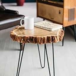 FABWUD Fabuwd Shseesham Top End Table/Corner Table/Side Table For Indoor & Outdoor Decor Wood Natural (Black Legs)-image-10