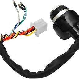 Deutsche Black Cylindrical Finish New Ignition Starter Lock Compatible with TVS Suzuki 12V DC (8 Wires), Switch Lock with 2 Keys | 9 POLE 5 PIN+3 TERMINAL WIRES-1