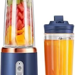 Portable Blender Electric Juicers Fruit Mixers USB Rechargeable Smoothie Mini Personal Juicer 6 Blades 3Gears With 1500 Mah Rechargeable Battery-Smoothie Blender(Blue)-15