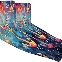 Galaxy Sea Anchor Men's and Women's Sunscreen Sleeves Ocean Sea Anchor Compression Arm Sleeves - UV, Tattoo Coverage-image-86