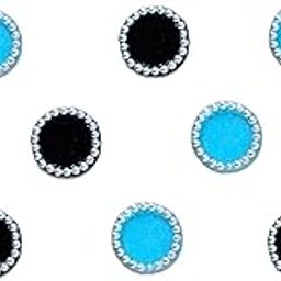 Comet Busters Beautiful Blue and Black Round Bindi with Silver Beads Border (6 mm) (BV205)-45