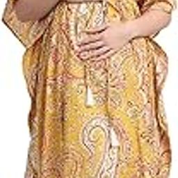 Printed Cotton Maternity Kaftan Full Length/Nighty/Free Size/Feeding/Nursing/Zipper/Drawstring-15