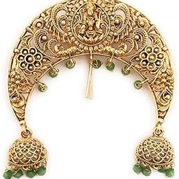 small size antique gold color finish jada billa for women and girls wedding party bridal traditional hair pins juda pins bun pins center clips for children (pack of 1)-image-96