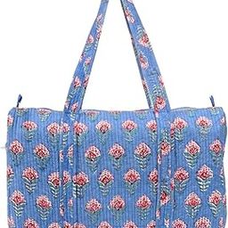 Snake Charm Quilted Duffle Blue Bag-image-68