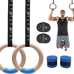 JoyFit Wooden Gymnastic Rings | 880 lbs Load Capacity | Adjustable Buckle Straps | Calisthenics Equipment | Gym Rings for Pull Ups, Strength Training & Crossfit Home Workout for Men & Women (Set of 2)-3
