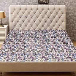 Kuber Industries Floral PVC Double Mattress Protector - Silver, Cotton-84