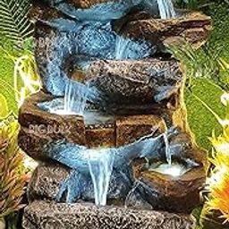 Big Bulk 6 Steps/Layer Big Stone Look Fiber/Fountain for Home Decor/Living Room/Hall/Office/Garden Fountain/Puja Room/Indoor Fountain/Outdoor Fountain (Design 1)-22