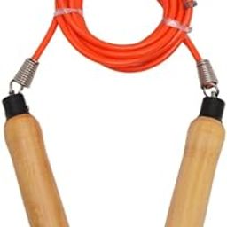 Lowin Sports Jump Rope with Wooden Handles, PVC Cord, Orange-image-101