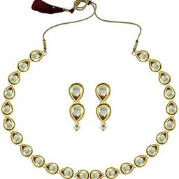 TAAZIR GEMSWomen's Regular Fit Solid en Kundun Stud- Platted Brass Necklace set (Multicolor) Jewellery Set-image-22