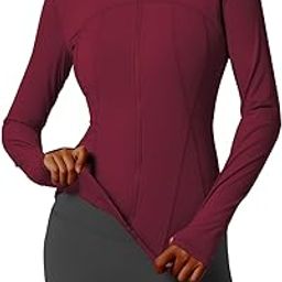 Women's Slim Fit Workout Running Track Jackets Full Zip-up Yoga Athletic Jacket with Thumb Holes-image-96