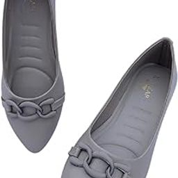 Women's Slip-On Light-Weight & Comfortable Casual Ballerinas | Semi-Formals, Smart-Casual, Travel & Shopping, Office Bellies | Soft & Cushioned Footbed with Anti-Skid Outsole | White/Grey-image-31