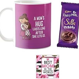 YaYa cafe™ Mother's Day Chocolate Gifts Combo for Mom Hug Lasts Long After She Lets Go Mug,1 Dairy Milk Silk 60 gm, with Coaster-image-46