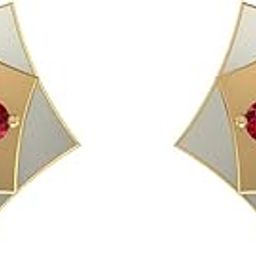 18KT Two Colour Gold and Ruby Stud Earrings for Women-image-44