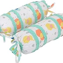 ACCENTHOME Baby Boy's and Baby Girl's Cotton Multi Print Bolsters (White, 35X12Cm Dia) - Set of 2-picture-19