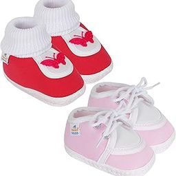 Pack of 2 Unisex Baby Booties For 6 To 12 Months (Red,Pink)-image-59