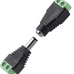 TAAPSEE (1 x Male + 1 x Female 12V DC Power Connector 5.5mm X 2.1mm 24V Power Jack Socket for Led Strip CCTV Security Camera Cable Wire Ends 2Pcs Plug Barrel Adapter-image-86