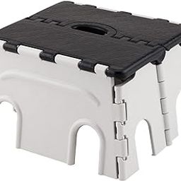 Primelife 7 Inch Foldable Stool | Portable Non-Slip Folding Step Stool | Space Saving & Easy Storage Plastic Stool Useful for Kitchen,Bathroom, Office (Black-White)-5