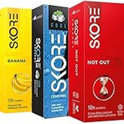 Skore Condoms - 10 Count (Pack of 4, Strawberry, Banana, Cool and Not Out)-30