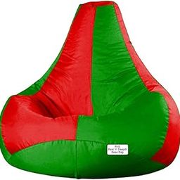 RnS Rest 'n' Sleep - Teardrop Bean Bag Cover Only for Living Room, Bed Room for Relaxing (Red/Parrot Green, XXXL)-image-64