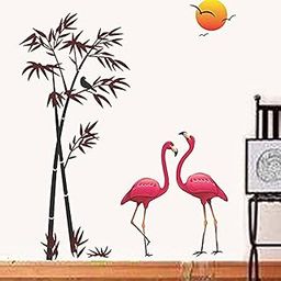 Decals Design 'Flamingos and Bamboo at Sunset' Wall Sticker (PVC Vinyl, 90 cm x 60 cm, Multicolour)-18