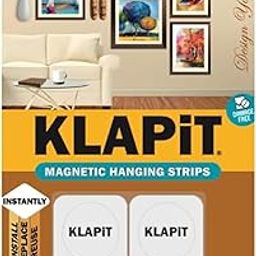 KLAPiT Magnetic Picture Hanging Strips Heavy Duty No Drill No Damage Mounting with Lifetime Reusable Steel Plates, Magnets | Double Sided Nano Tape - Wall, Wood, Glass, Metal Holds 1Kg Instant Use 2pc-26