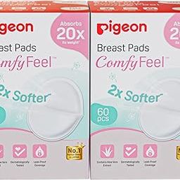 Pigeon Disposable Breast Pads,Comfy Feel,2X Softer,Gentle on Skin,Stay Dry All Day,Aloe Vera Extract,Dermatologically Test,Leak Proof Coverage,White,60 pcs,Pack of 2-picture-1