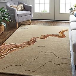 SUFIYA RUGS Hand Tufted Carpet Nz Wool With Silk Abstract Design Non Slip Luxury Exclusive Rectangular Carpet For Living Room Bedroom ( Size : 3X5 Ft, 90X150 CM), Multicolor-image-25