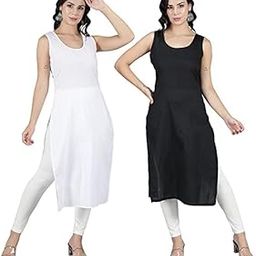 Black & Light Pink Cotton Long Camisole Slip for Women Combo Set Pack of 2 SCL5011-image-58