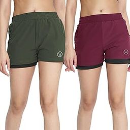 Double Layered Sports Combo Gym Workout Running Shorts for Women-18