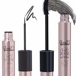 Glam21 HD Dense Eyeliner, 6ml & Mascara, 10ml Combo | Shiny Finish Eyeliner | Waterproof Mascara with Petite Brush | Smudge-Proof, Volumizing, Eye Makeup Duo | Up to 16hrs | Combo Pack Of 2-9