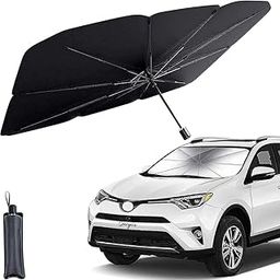 kenixs Car Umbrella Windshield Cover, Umbrella Windshield Umbrella for Car Front Window，Sun Protection & Heat Insulation Foldable Sun Shade for Most Vehicles (Black)-image-56
