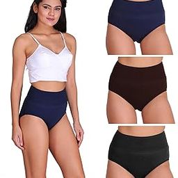 Women's Cotton Tummy Tucker Waist Shaper Panties High Rise Blue Brown Black Combo Pack of 3 | Waist Shaper-image-48