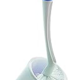 Cello Kleeno Angular Toilet Brush with Storage | Stylish Design | Rubberised handle for firm grip | Durable plastic body | Space-Saving Storage (Blue and White,Pack of 1)-14