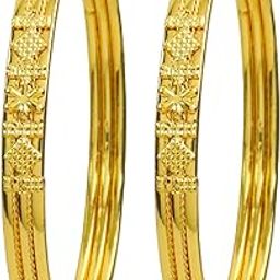 One Gram Micro Gold Plated Traditional Plain Bangle for Women and Girls (4013)-image-96