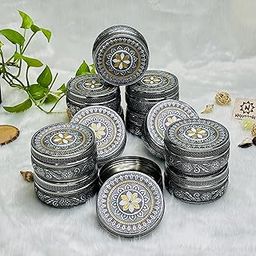 NAVRANG Stainless Steel Container Box Meenakari Storage Box Return Gifts (Pack of 12, Black)-image-29