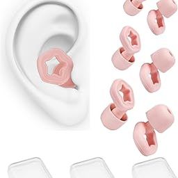 3 Pairs Ear Plugs for Noise Cancellation, Ear Plugs for Sleeping, Noise Earbuds, Earplugs, Reusable Hearing Protection in Flexible Silicone for Noise Reduction & Flights (Pink, Medium)-47