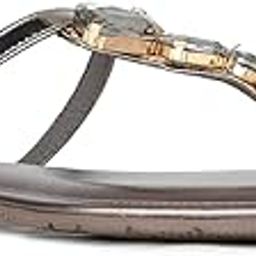 Womens Pewter Casual Embellished T-Strap Flats Slide Sandal-image-36