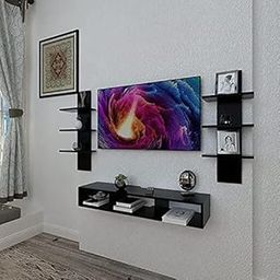 U T E E Z Wood Tv Entertainment Unit For Living Room Wall Mount Tv Panel Set-Up Box Holder/Tv Unit Wall Mount Tv Engineered Wood Beautiful Laminated (32 Inch Tv) (Black-picture-11