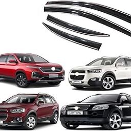 CAR MALL Door Side Window Visor Rain Guard Chrome line Unbreakable Felxible deftecfor 3mm Tape Captiva Model yer 2009 Set of 4pc-22