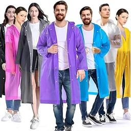 EVA Waterproof Rain Coat Hooded Outdoor Water Resistant Suit Portable Men and Women (Pack of 1) (Multi color)-47
